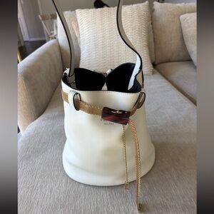 Prada Belted Bucket Shoulder Bag in Ivory